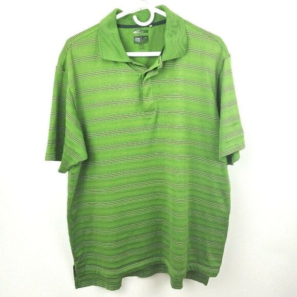 Adidas ClimaCool Lime Green Stripe Golf Polo Mens Size L Micro Vented - Picture 1 of 5